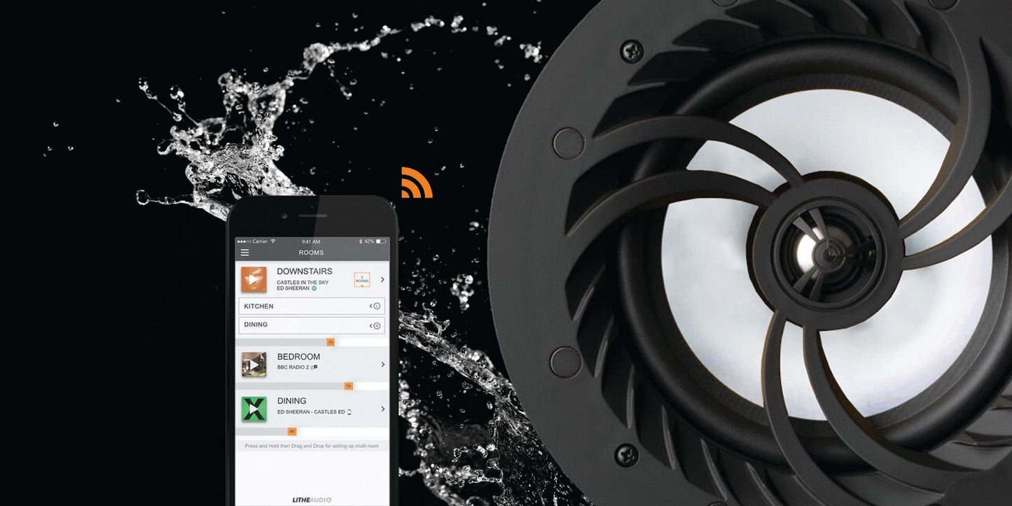 Lithe Audio - All-In-One (IP44 Bathroom) Wi-Fi Multi-Room Ceiling Speaker (06611, Pair - Active/Passive) - V2
